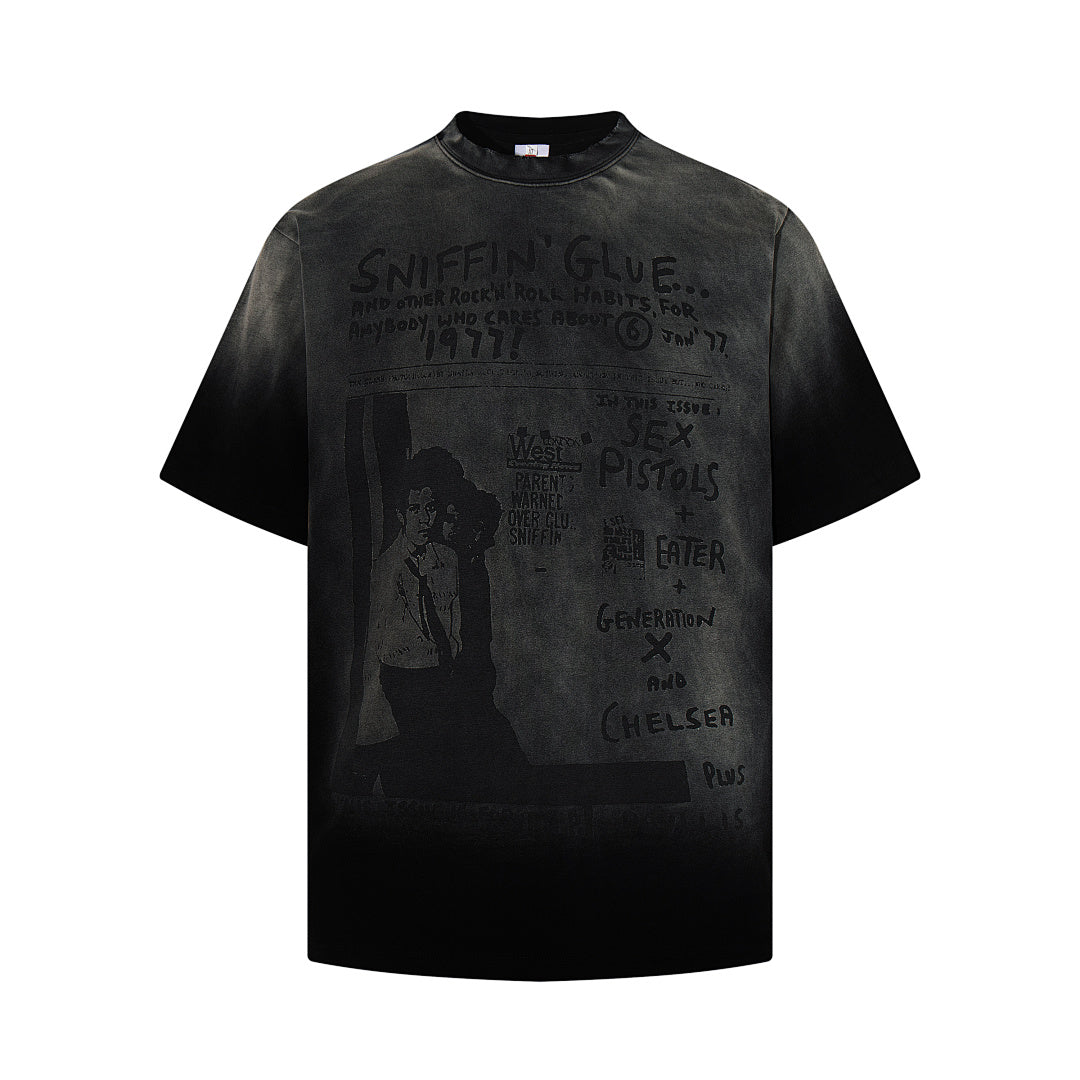 Washed Short-Sleeve T-Shirt – Black, Blue