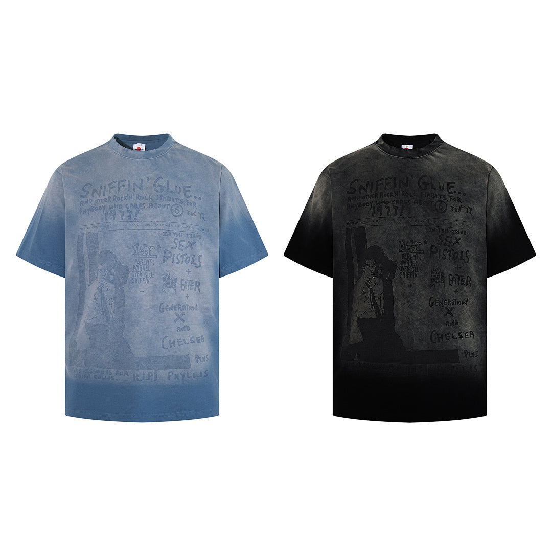 Washed Short-Sleeve T-Shirt – Black, Blue
