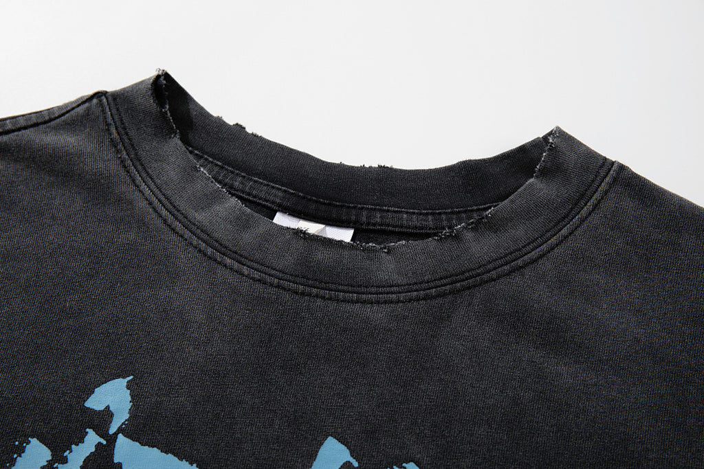 Washed Short-Sleeve T-Shirt – Black, Red