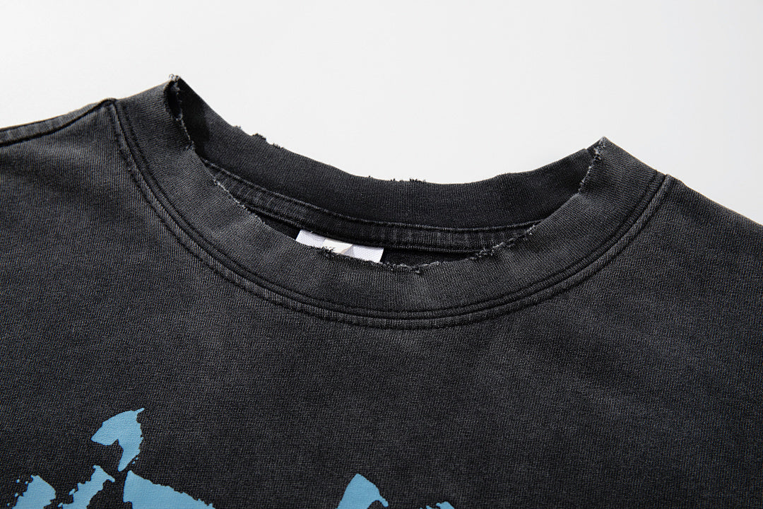 Washed Short-Sleeve T-Shirt – Black, Red
