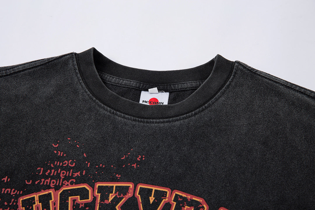 Washed short-sleeve T-shirt