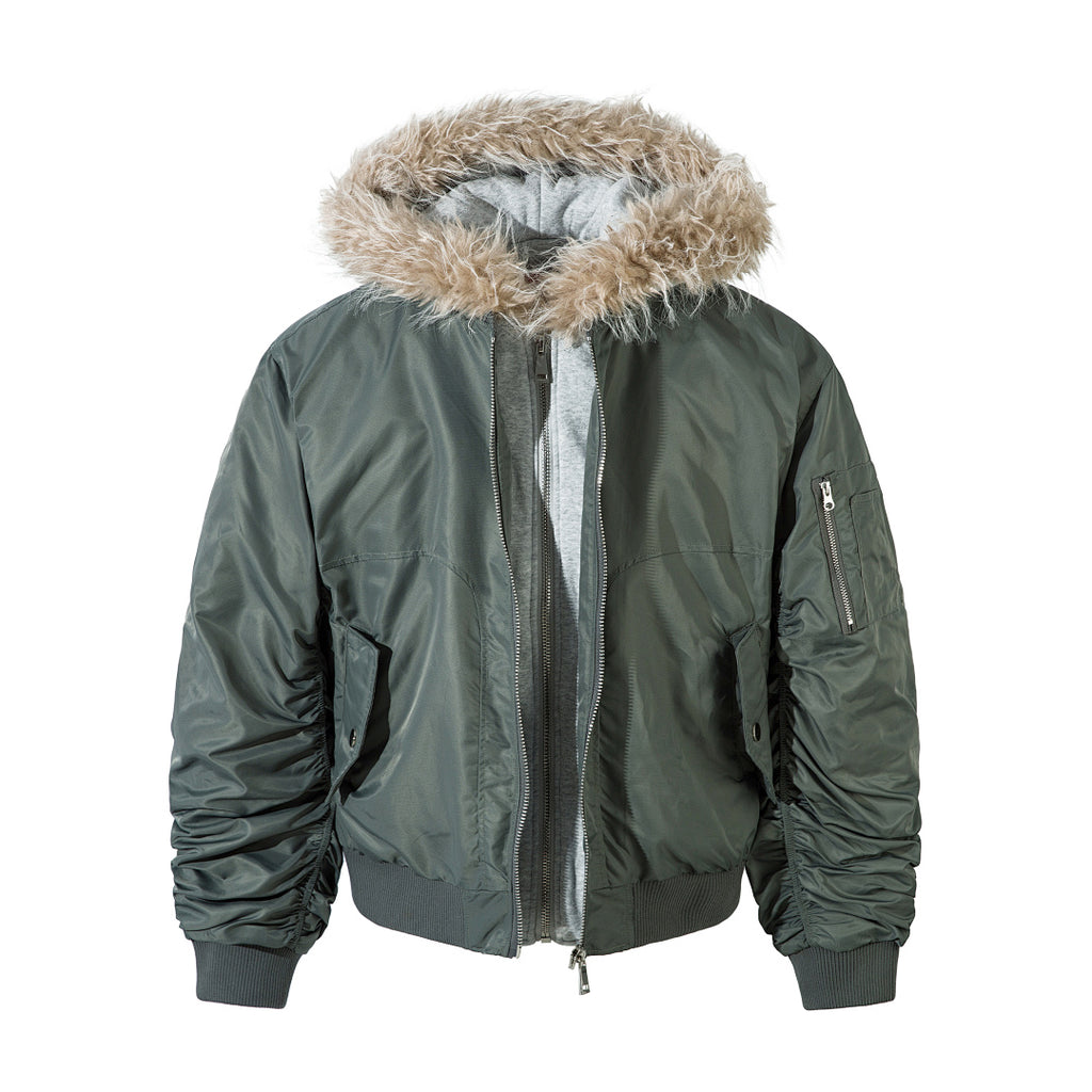Faux-layered cotton-padded jacket