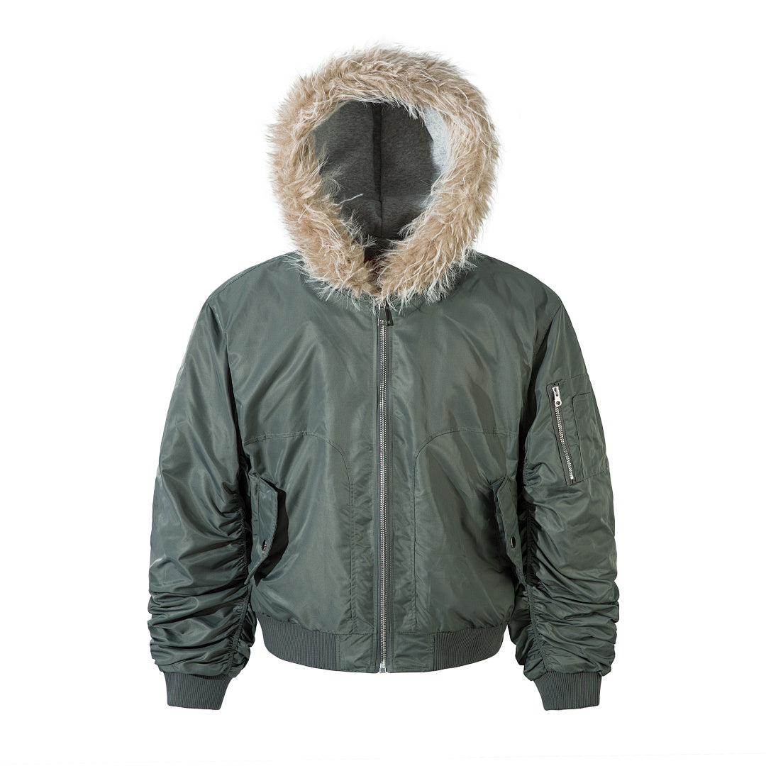 Faux-layered cotton-padded jacket