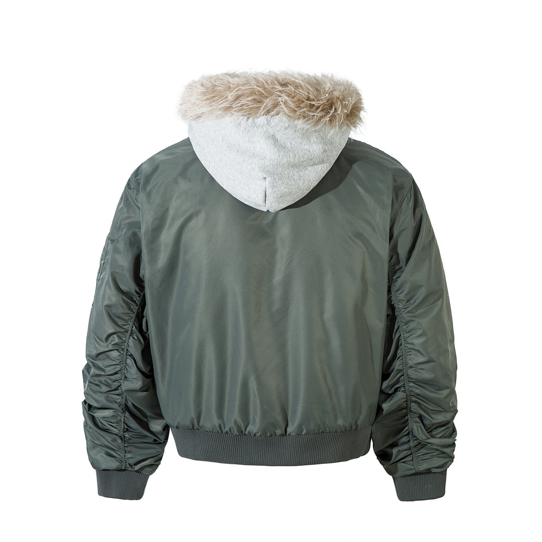 Faux-layered cotton-padded jacket