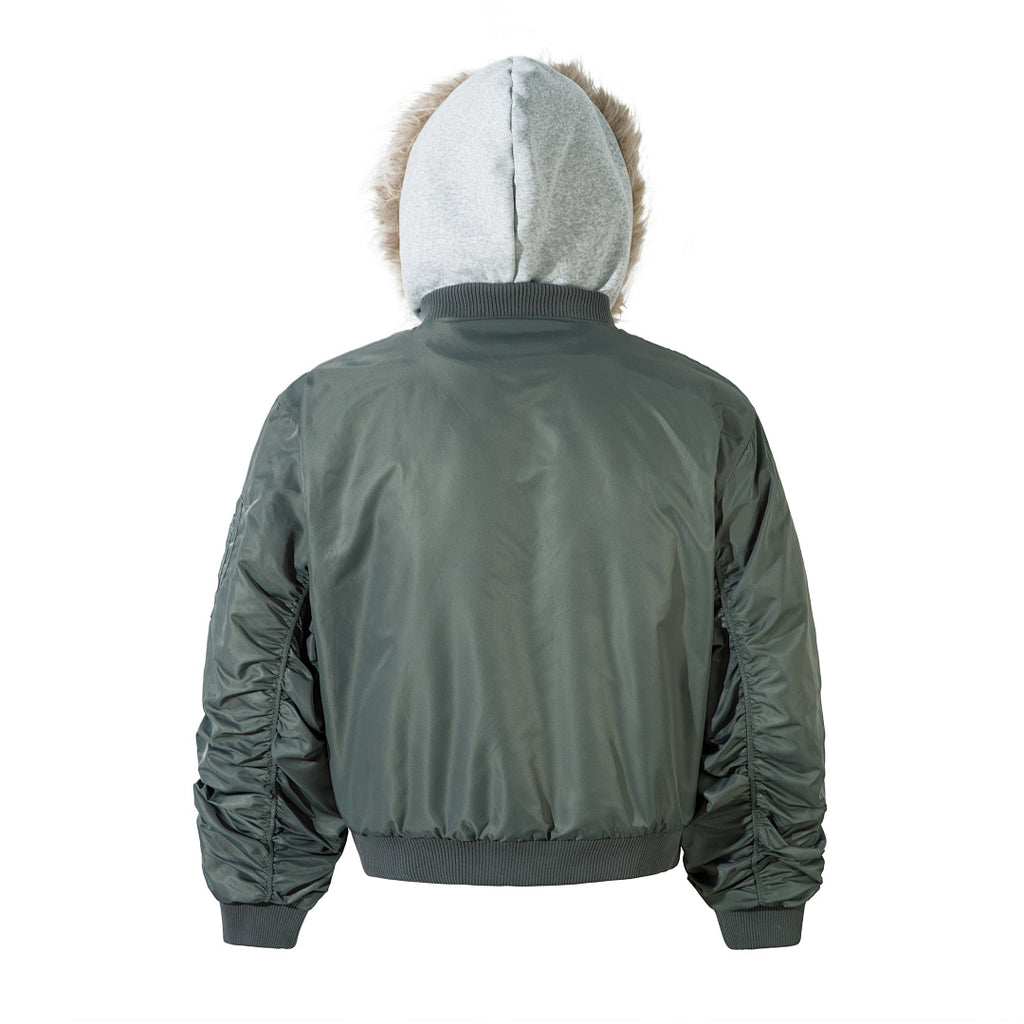 Faux-layered cotton-padded jacket