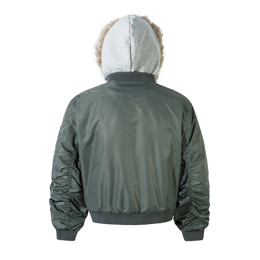 Faux-layered cotton-padded jacket