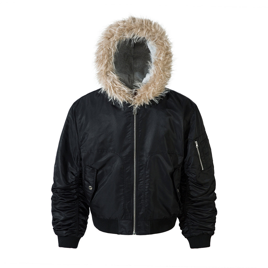 Faux-layered cotton-padded jacket