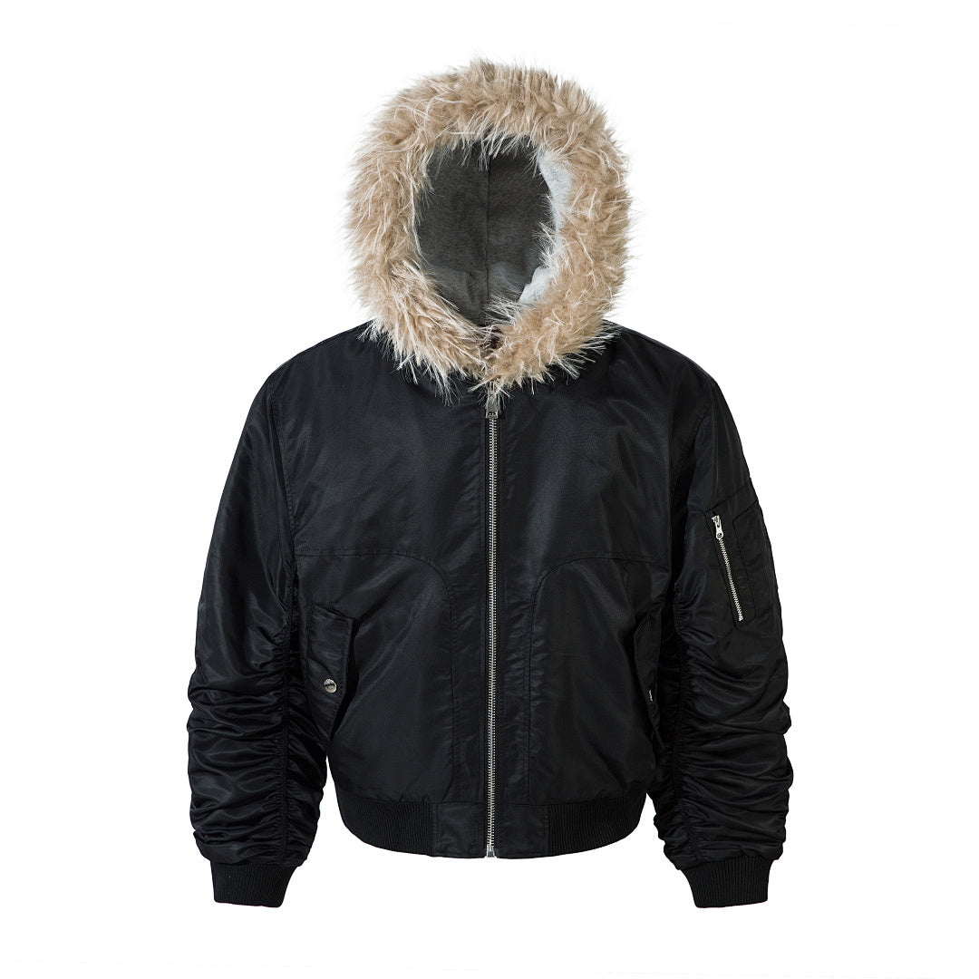 Faux-layered cotton-padded jacket