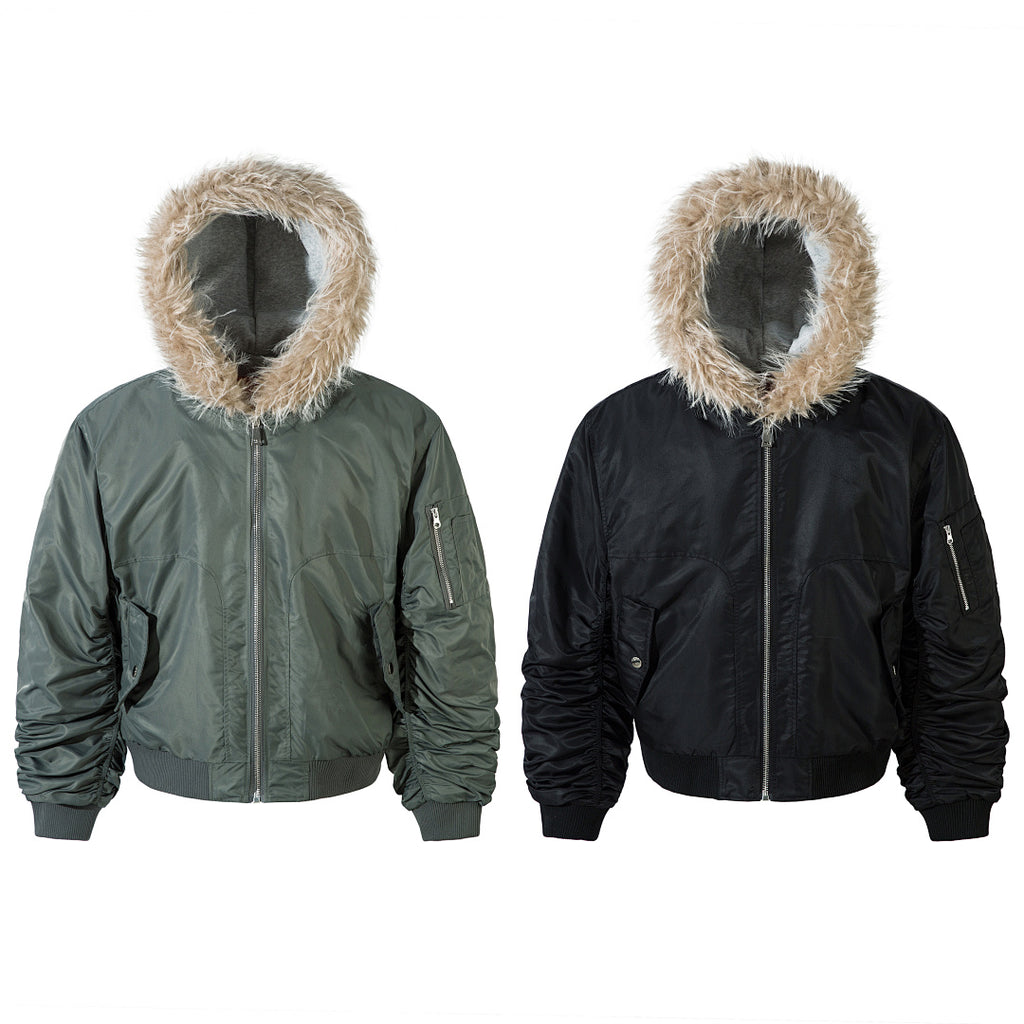 Faux-layered cotton-padded jacket