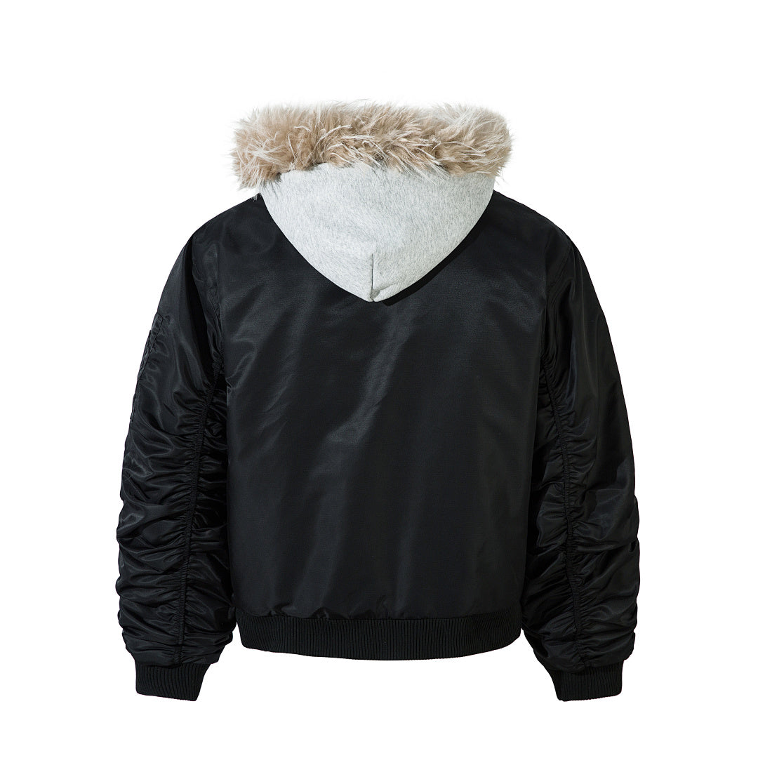 Faux-layered cotton-padded jacket
