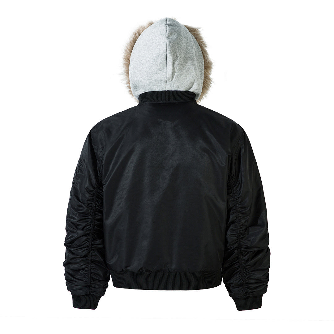 Faux-layered cotton-padded jacket