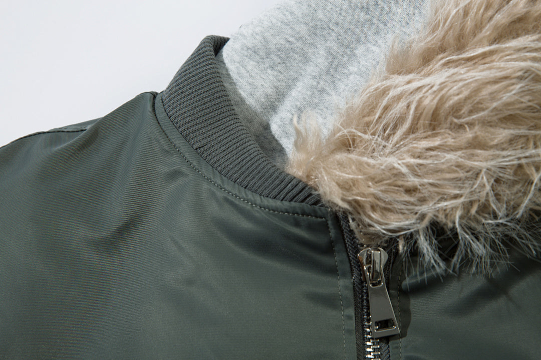 Faux-layered cotton-padded jacket