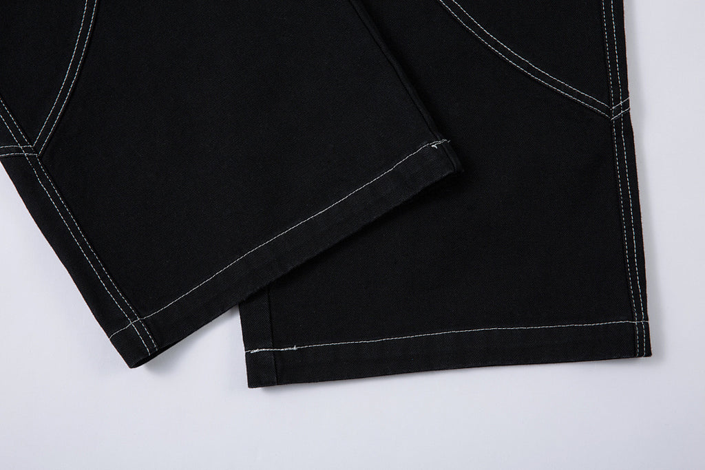 Heavy-embroidery denim trousers