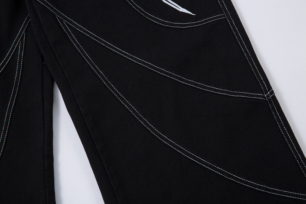 Heavy-embroidery denim trousers