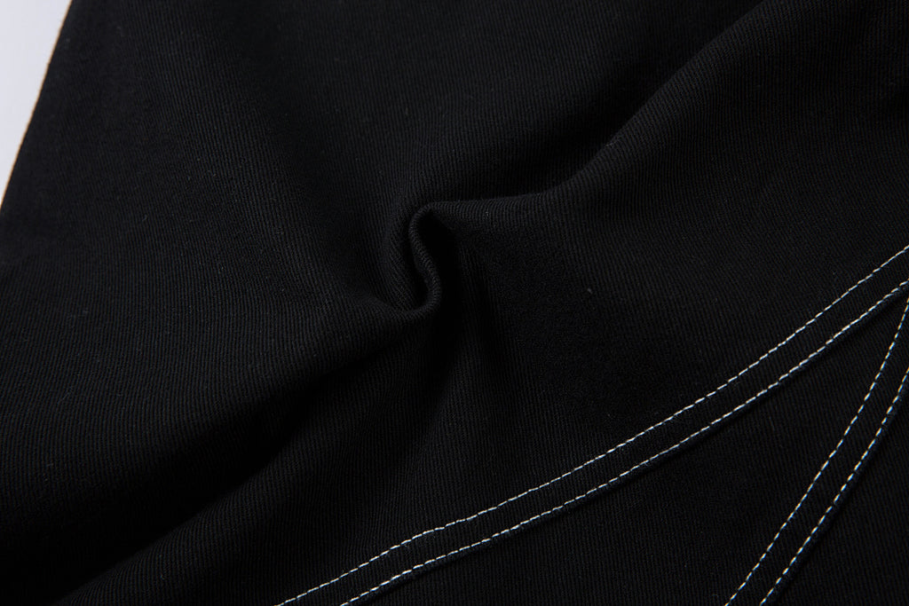 Heavy-embroidery denim trousers