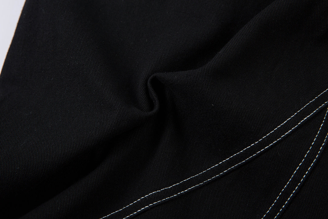 Heavy-embroidery denim trousers