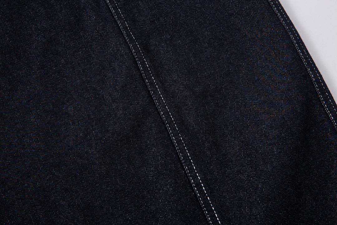 Scimitar-cut raw denim – Blue
