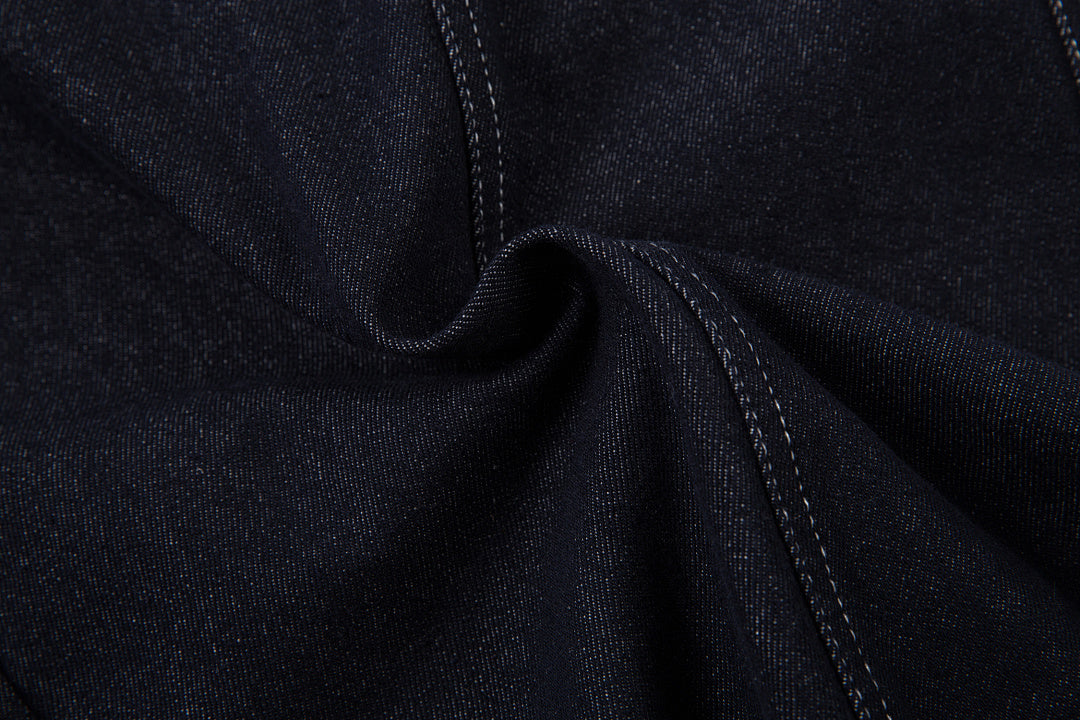 Scimitar-cut raw denim – Blue