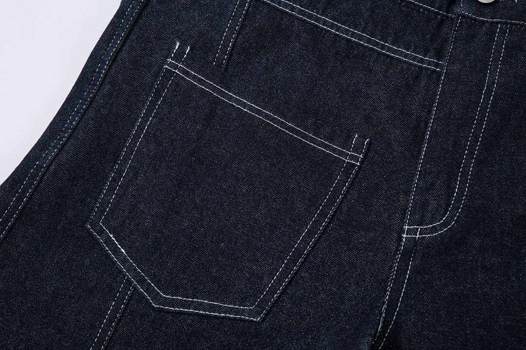 Scimitar-cut raw denim – Blue