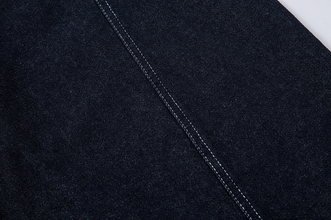 Scimitar-cut raw denim – Blue
