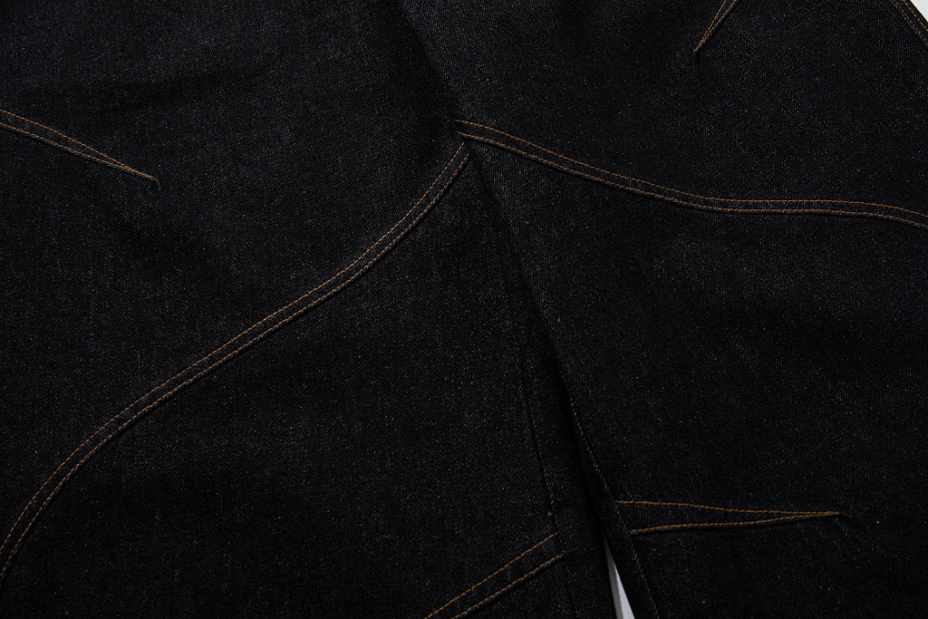 Raw denim jeans, black