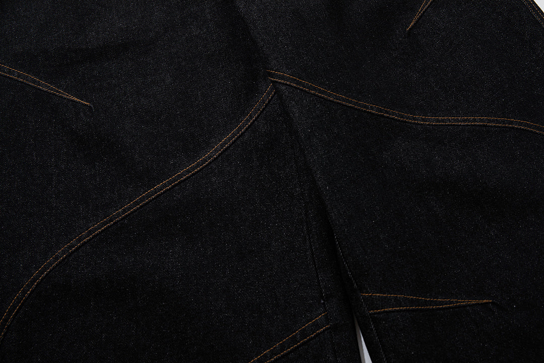 Raw denim jeans, black