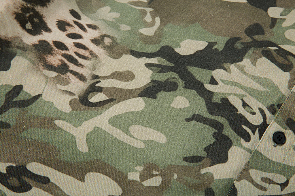 Green Camouflage Faux-Layered Shirt