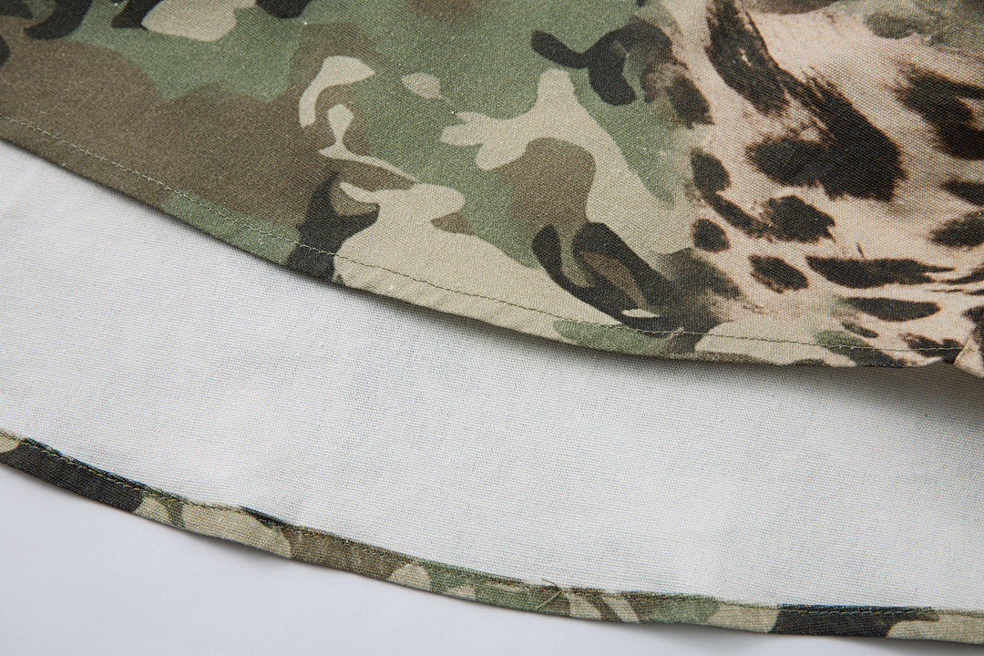 Green Camouflage Faux-Layered Shirt