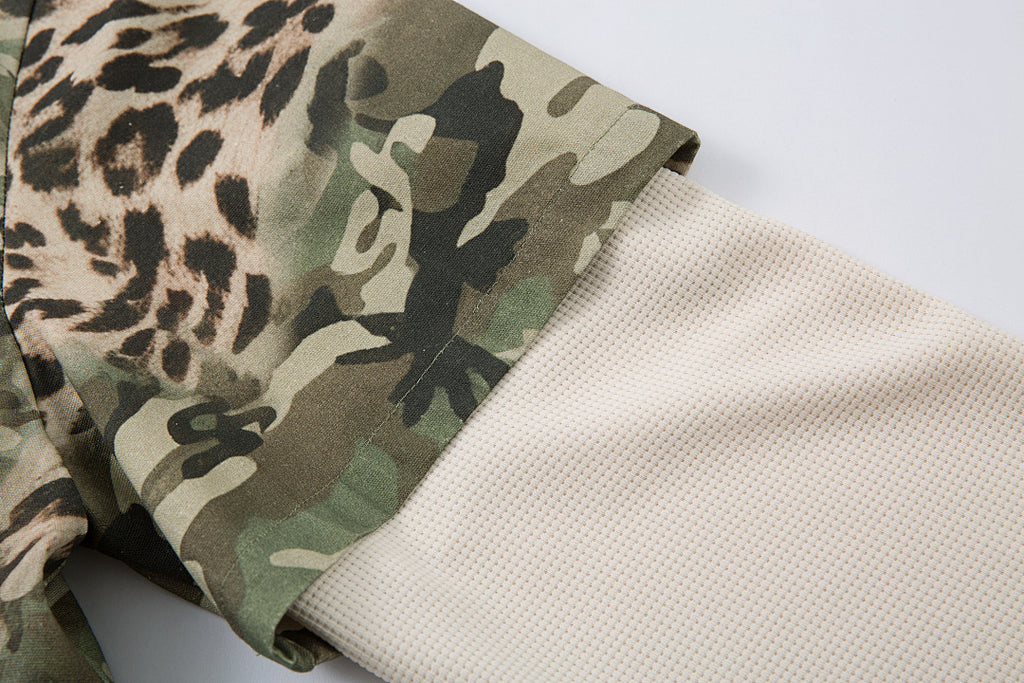 Green Camouflage Faux-Layered Shirt