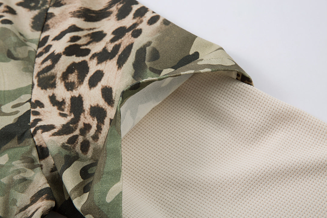 Green Camouflage Faux-Layered Shirt