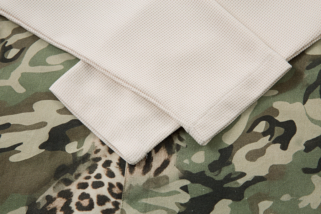 Green Camouflage Faux-Layered Shirt