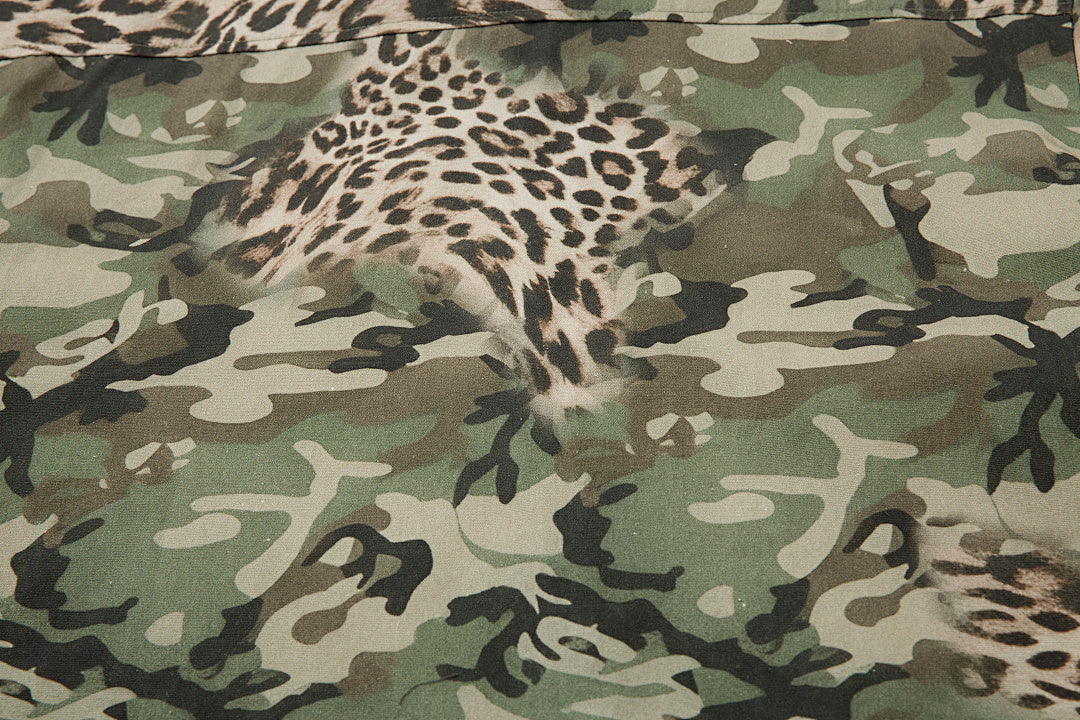 Green Camouflage Faux-Layered Shirt