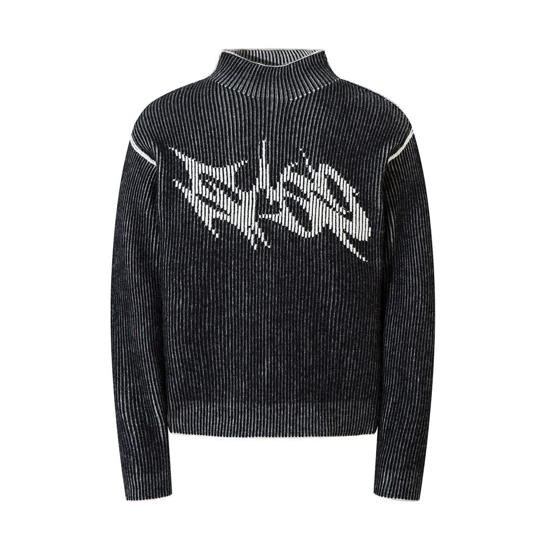 Reversible knit sweater, black
