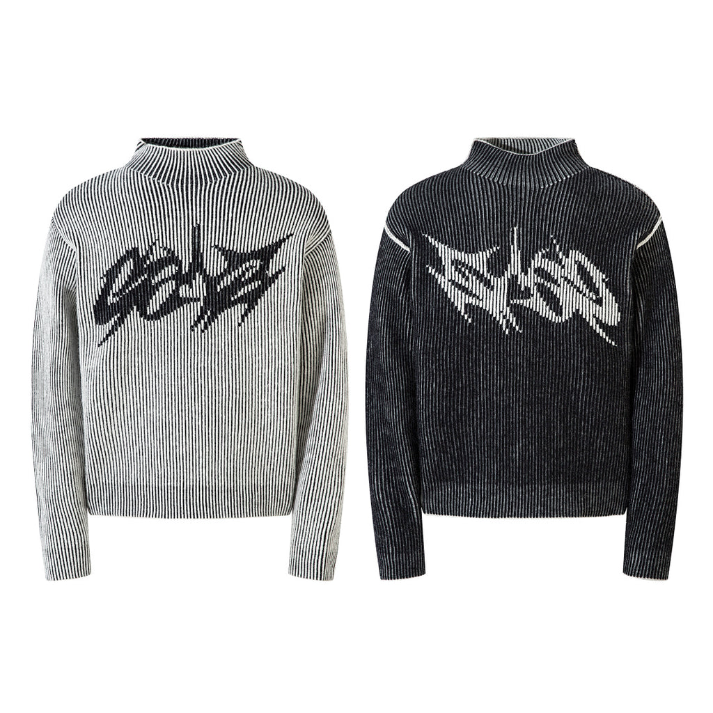 Reversible knit sweater, black