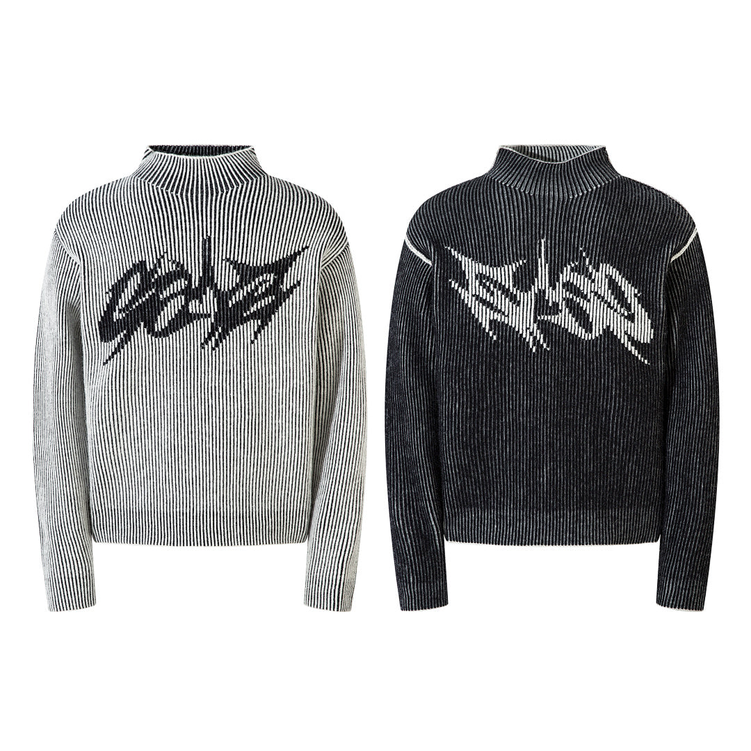 Reversible knit sweater, black