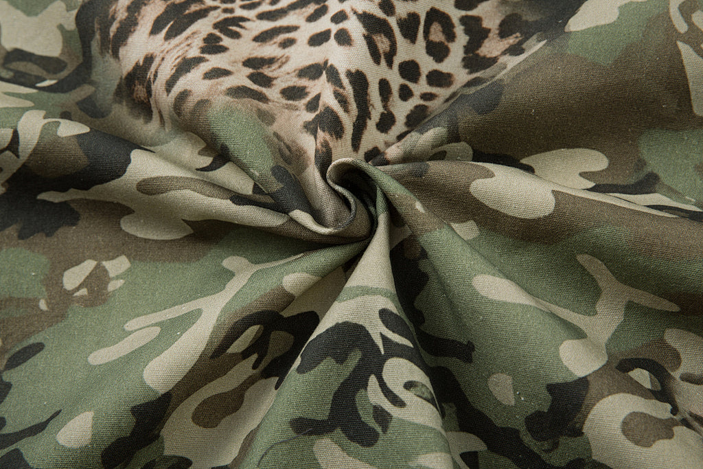 Green Camouflage Faux-Layered Shirt