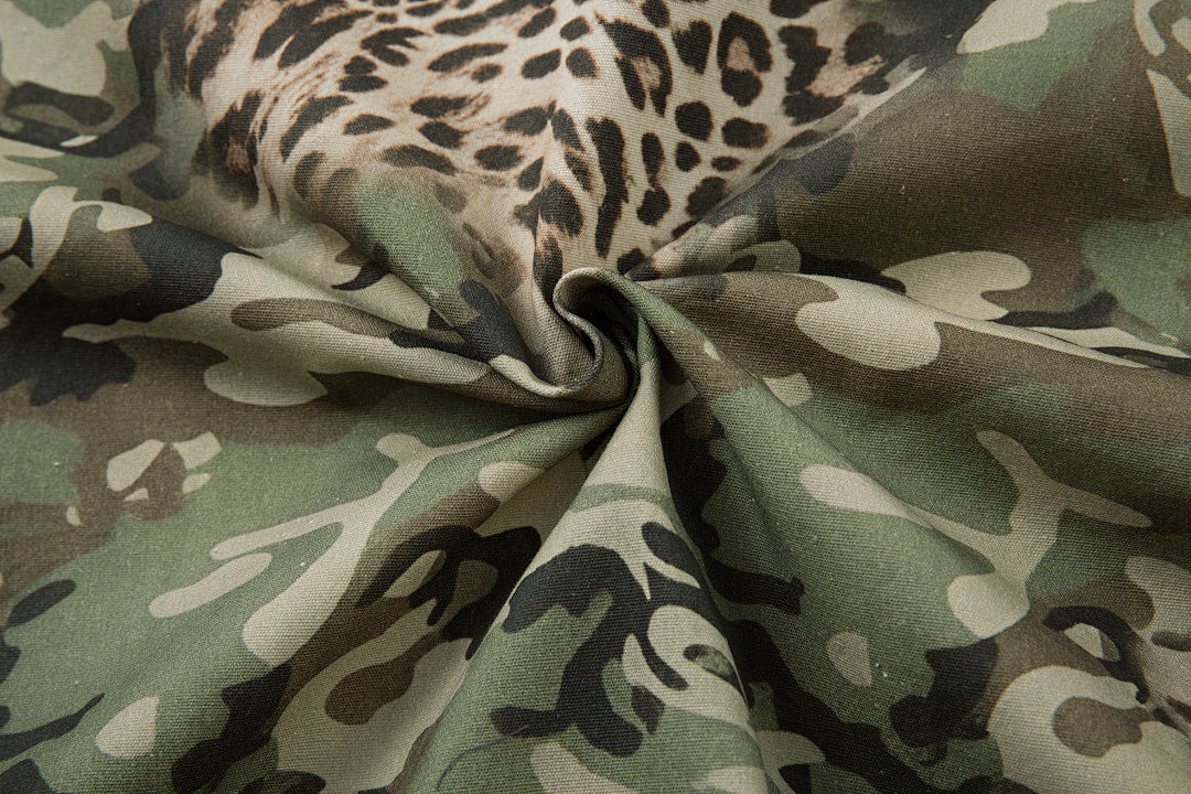 Green Camouflage Faux-Layered Shirt