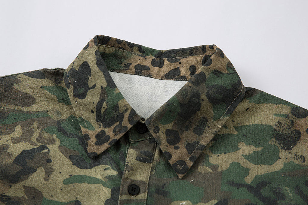 Leopard-print camouflage shirt – Green