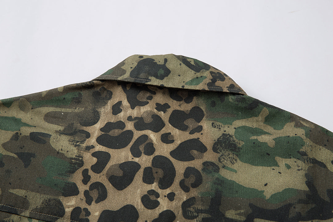 Leopard-print camouflage shirt – Green