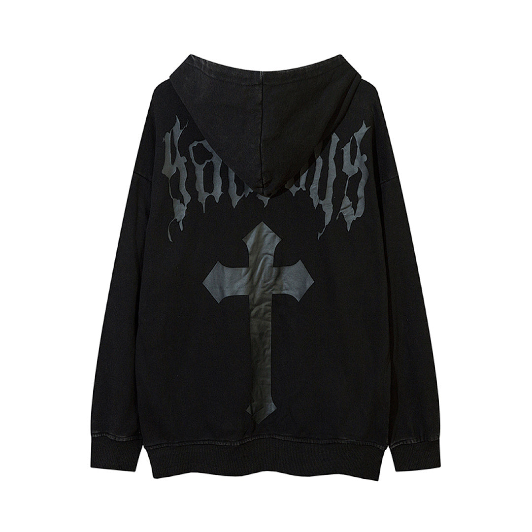 Terry sweatshirt, black, gray