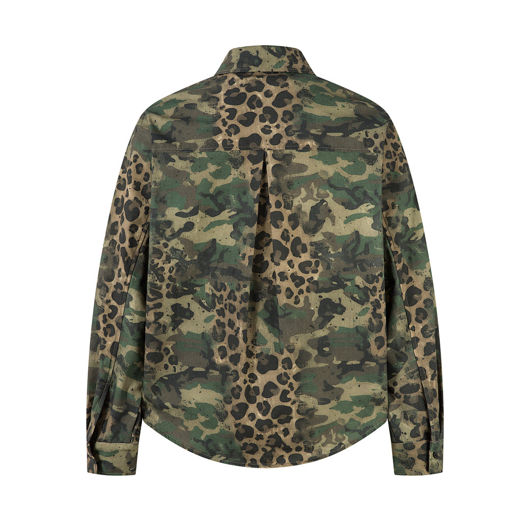 Leopard-print camouflage shirt – Green