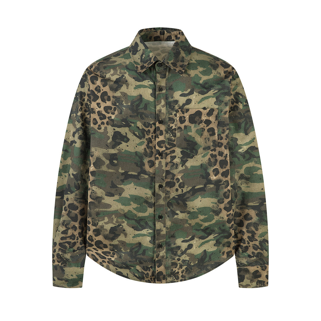 Leopard-print camouflage shirt – Green
