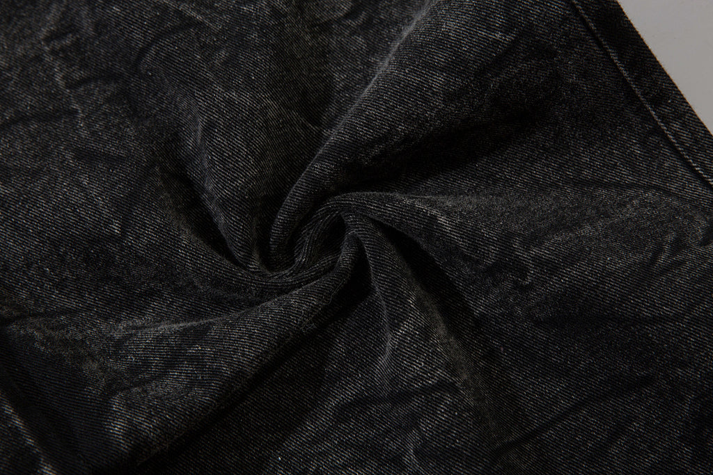 Heavy-embroidery denim trousers
