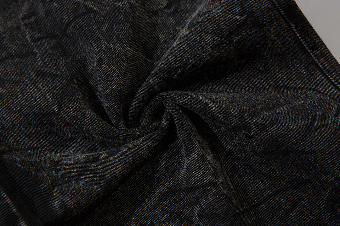 Heavy-embroidery denim trousers