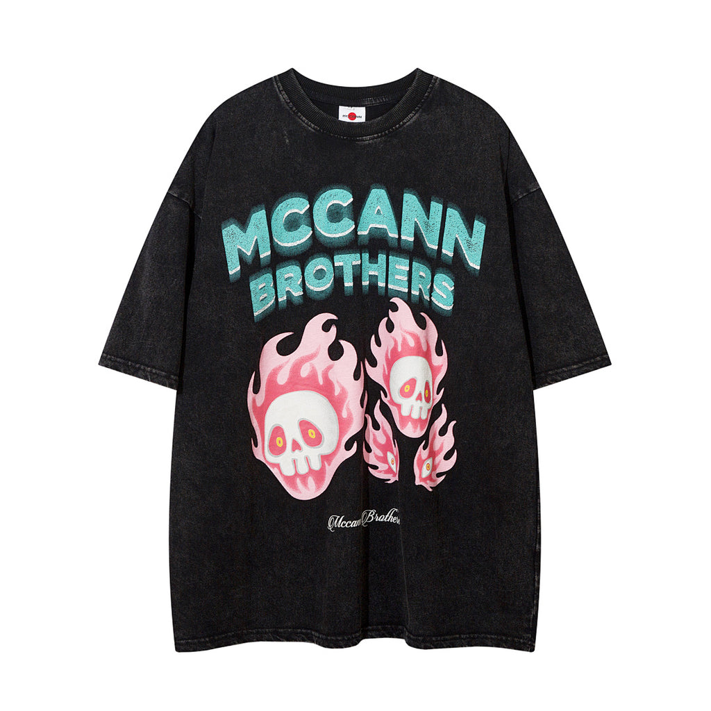 Heavy-duty washed short-sleeve T-shirt