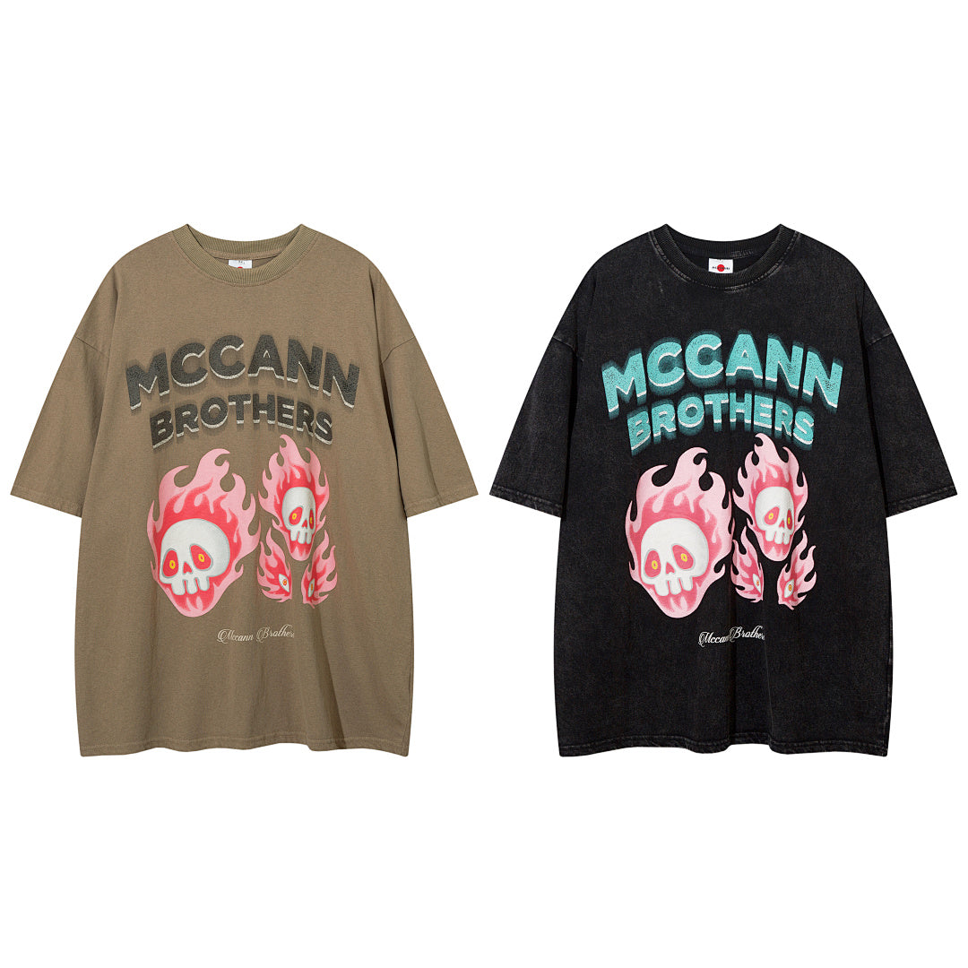 Heavy-duty washed short-sleeve T-shirt