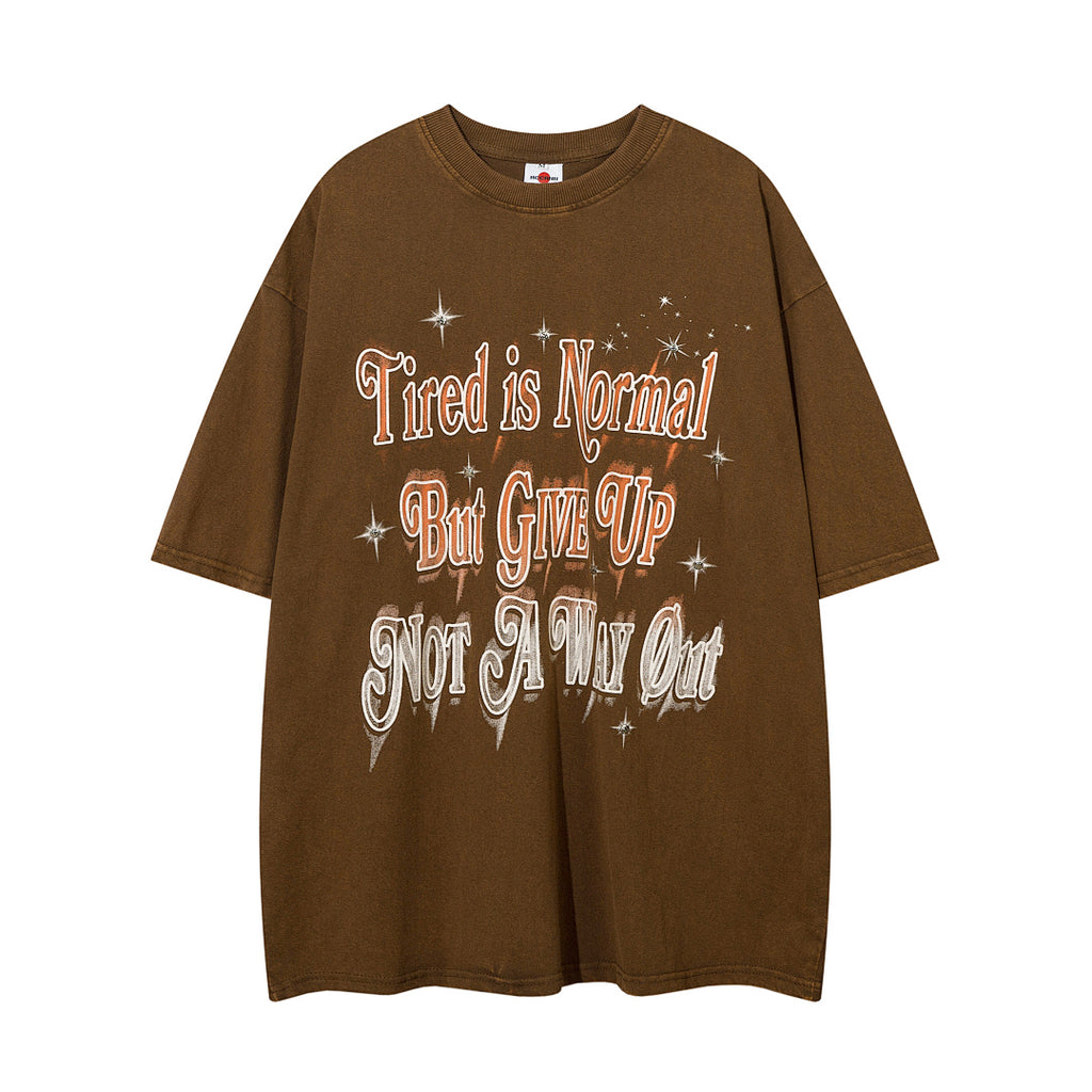 Positioning-stitch detail, heavy-wash short-sleeve T-shirt