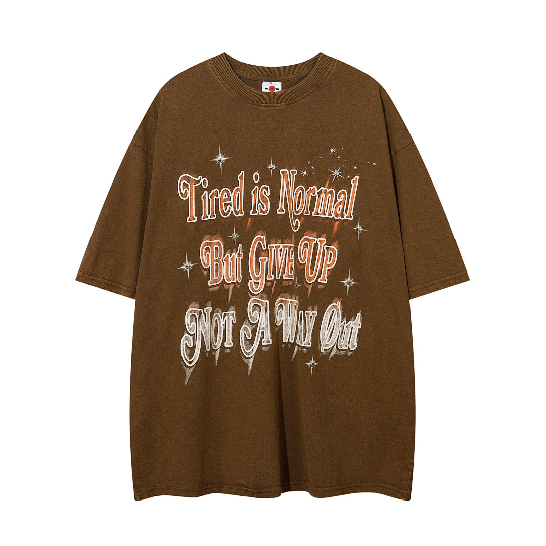 Positioning-stitch detail, heavy-wash short-sleeve T-shirt