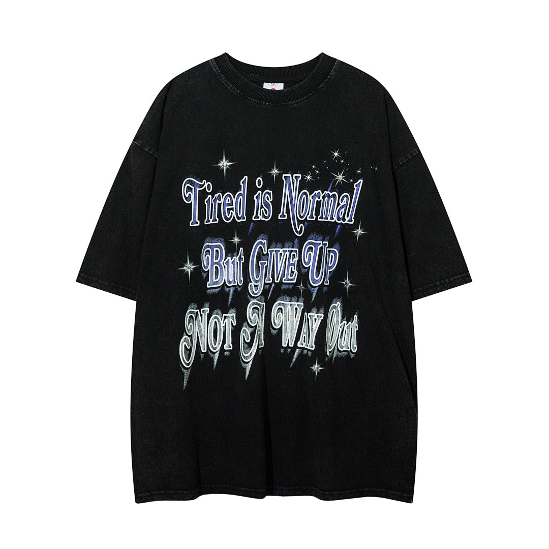 Positioning-stitch detail, heavy-wash short-sleeve T-shirt