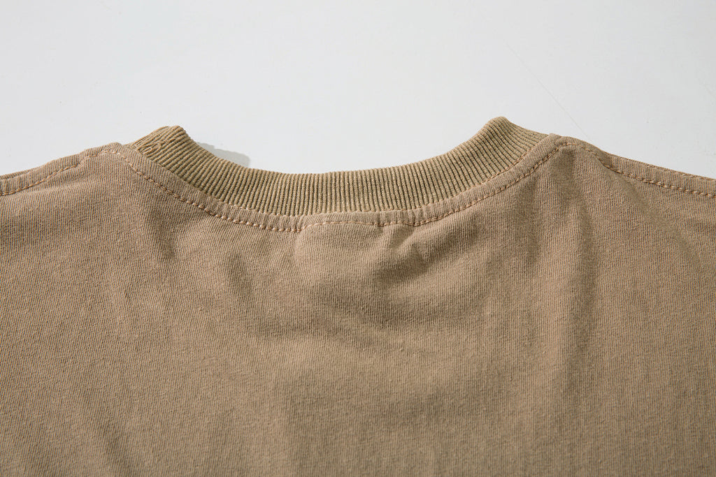 Heavy-duty washed short-sleeve T-shirt